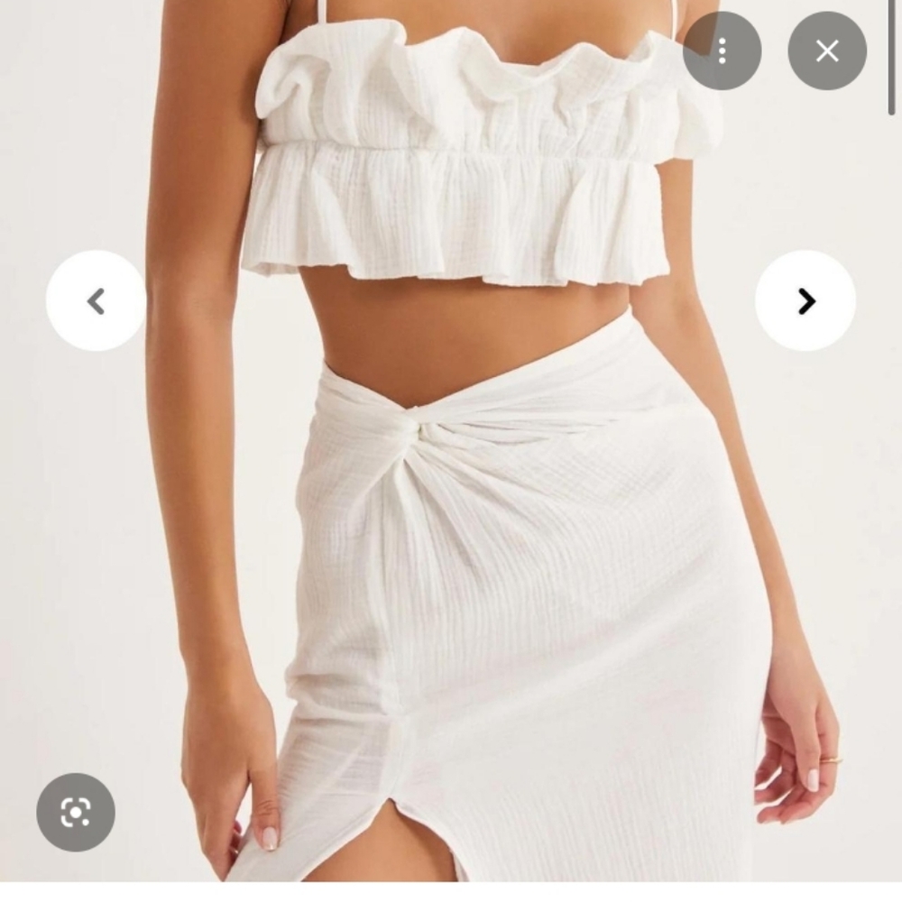 Rumer The Label Revolve 2 PC Mirage Maxi Skirt & Crop Top Set in Clay Size S NWT